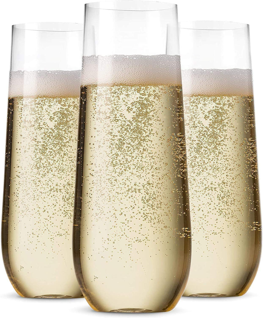 36 Pack Stemless Plastic Champagne Flutes Disposable 9 Oz Clear Plastic Toasting Glasses Shatterproof